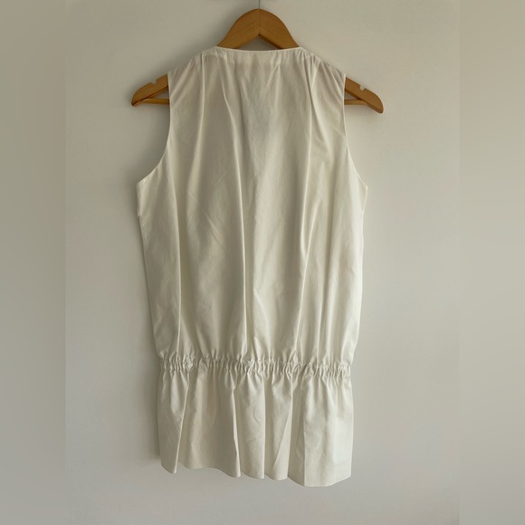 Marni White Cotton Sleeveless Peplum Hem Ruffled Blouse with Black Bow Size 44/8 - Picture 5 of 8